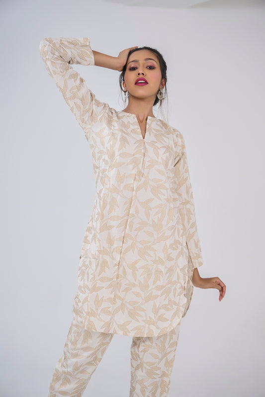 NATURAL COTTON PRINTED KURTA TOP BESU INDIA