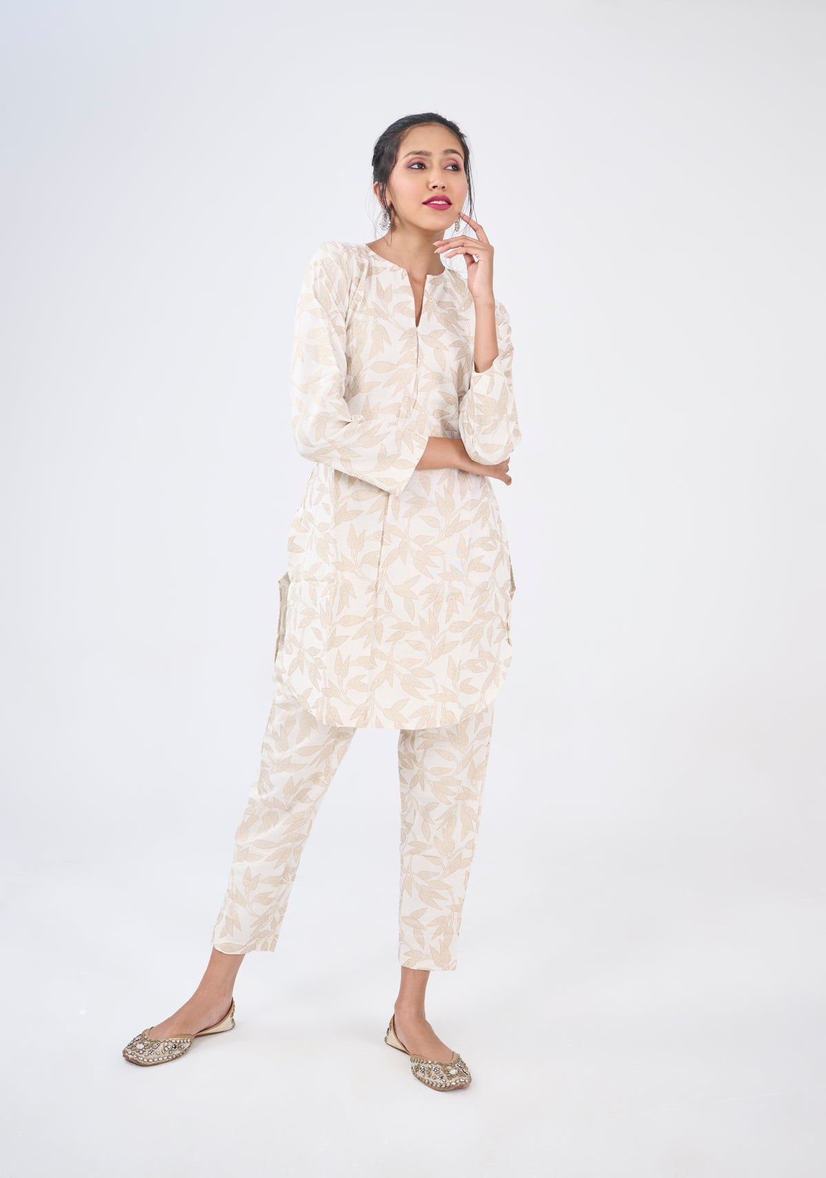 NATURAL COTTON PRINTED KURTA TOP BESU INDIA