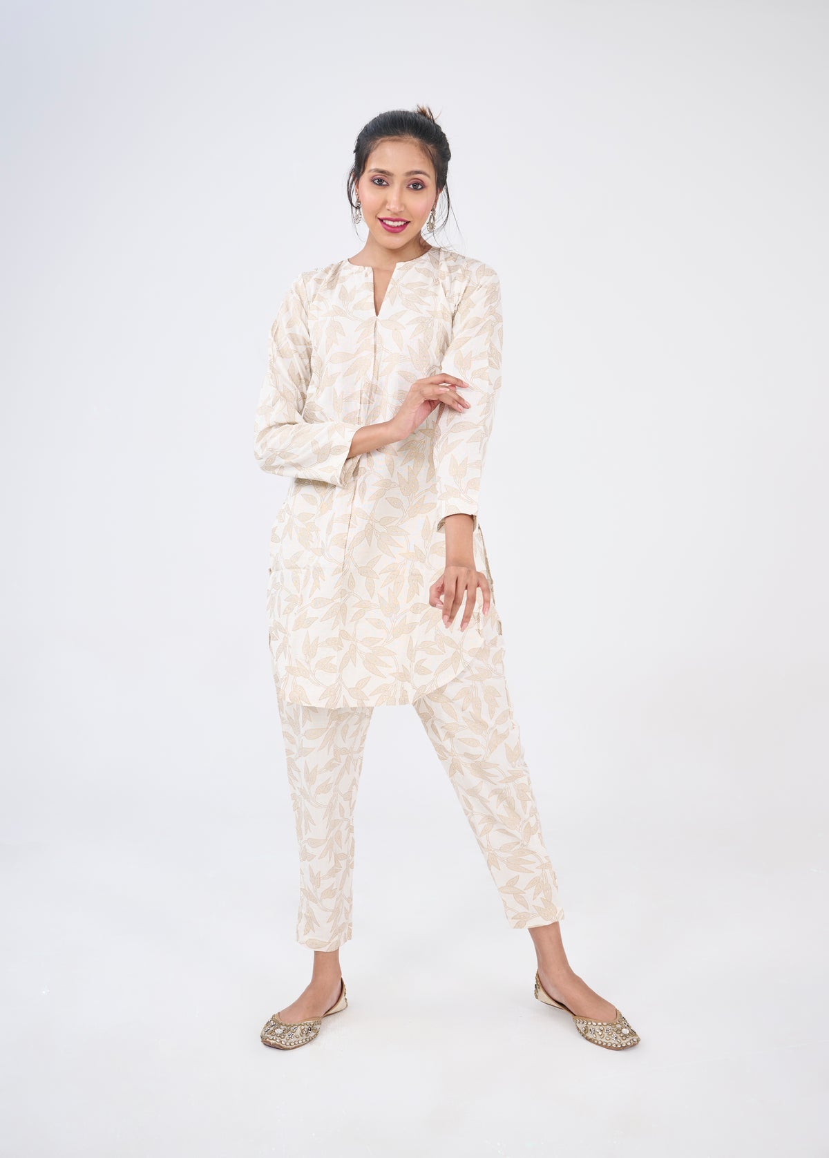 NATURAL COTTON PRINTED KURTA TOP BESU INDIA