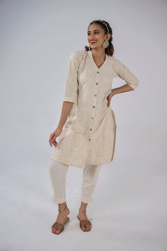 ORGANIC COTTON FLORAL PRINTED KURTA TOP BESU INDIA