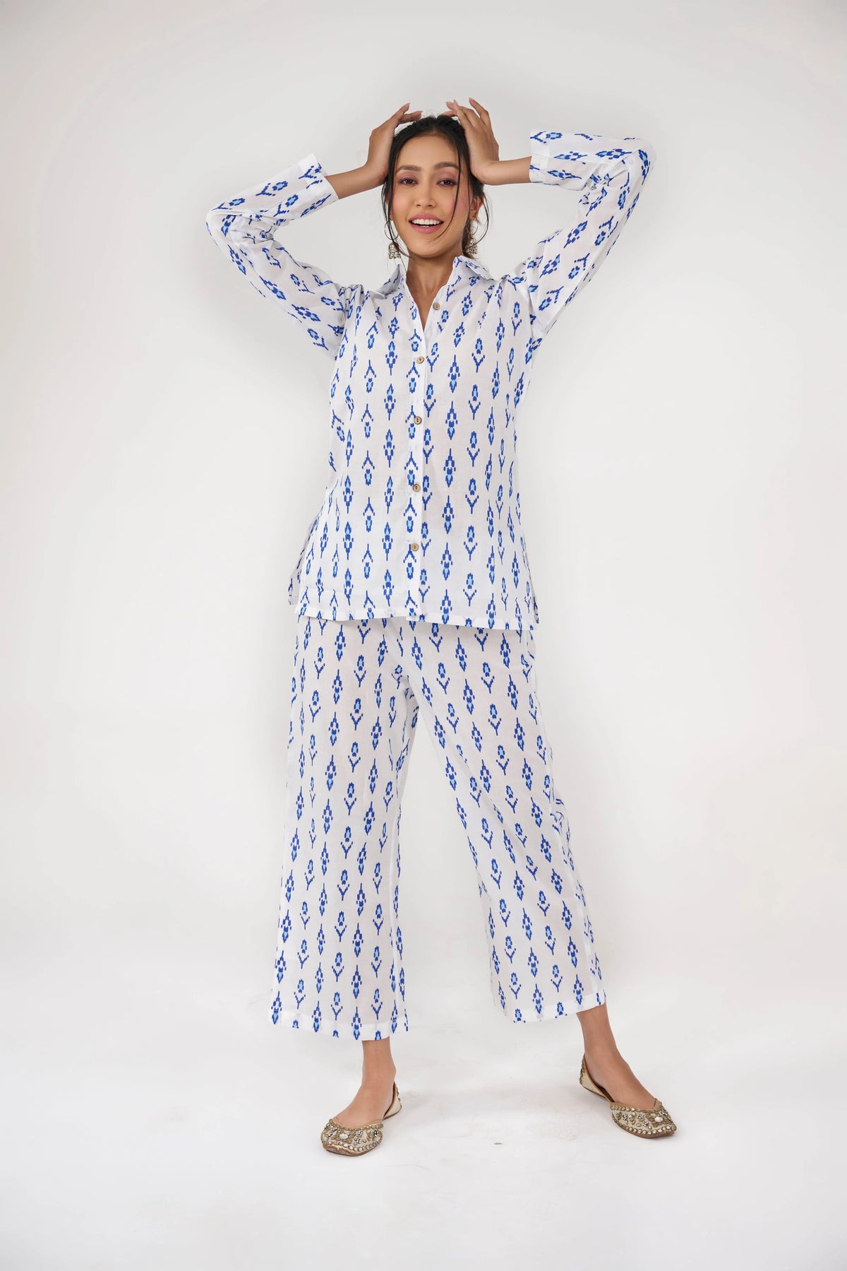 INDIGO HANGMAN CO-ORD SET BESU INDIA