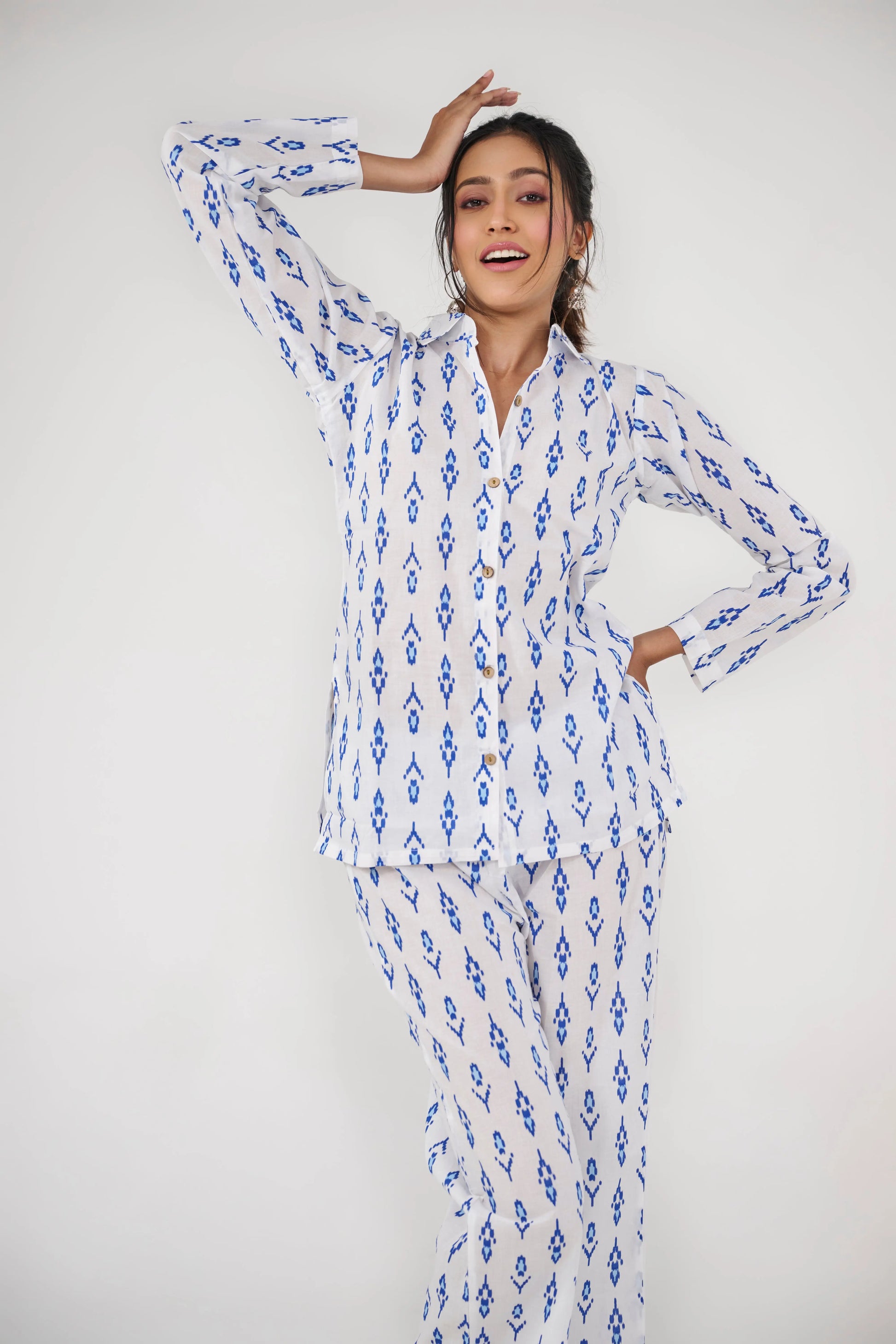 INDIGO HANGMAN CO-ORD SET BESU INDIA
