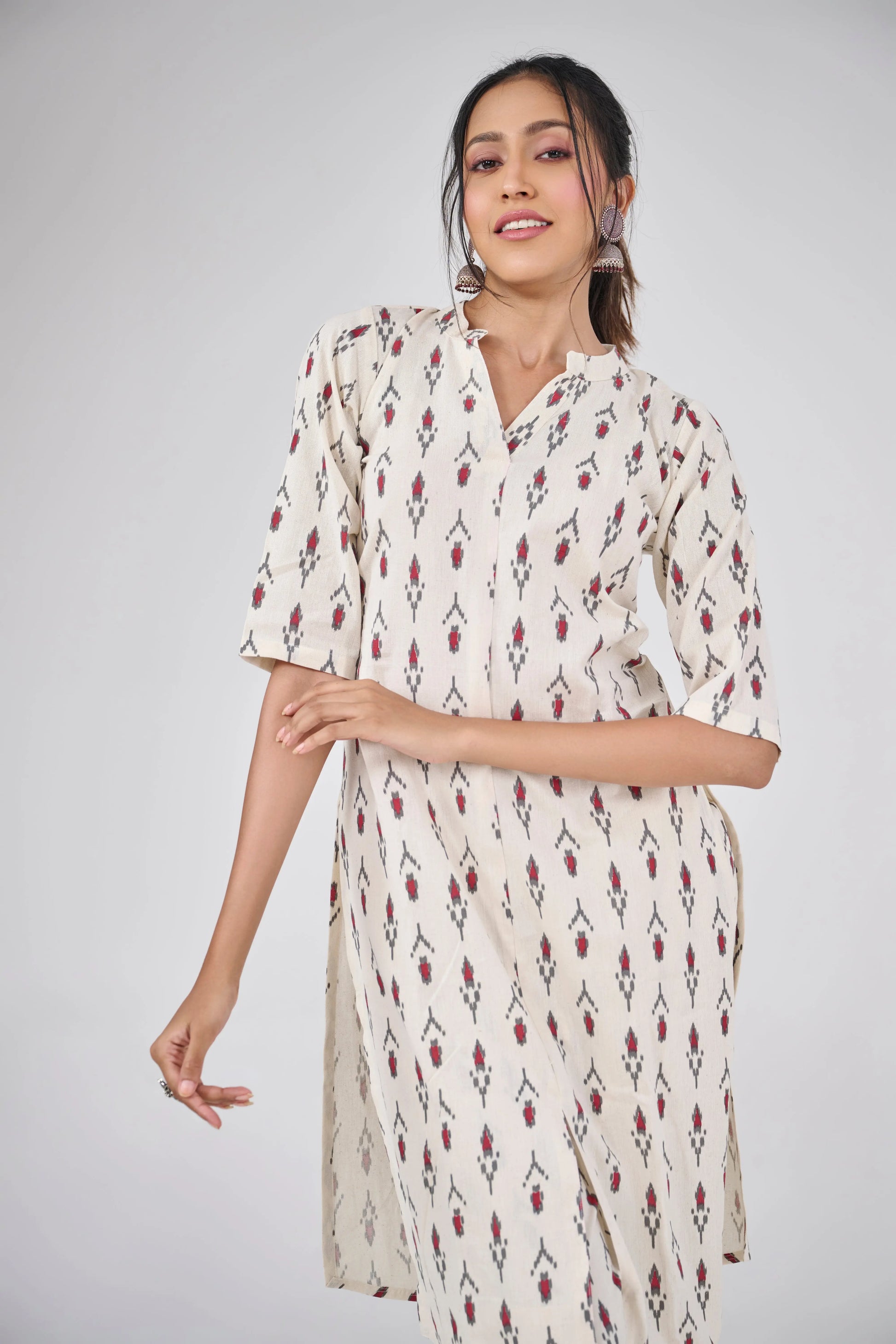RED HANGMAN PRINT CO-ORD KURTA SET BESU INDIA