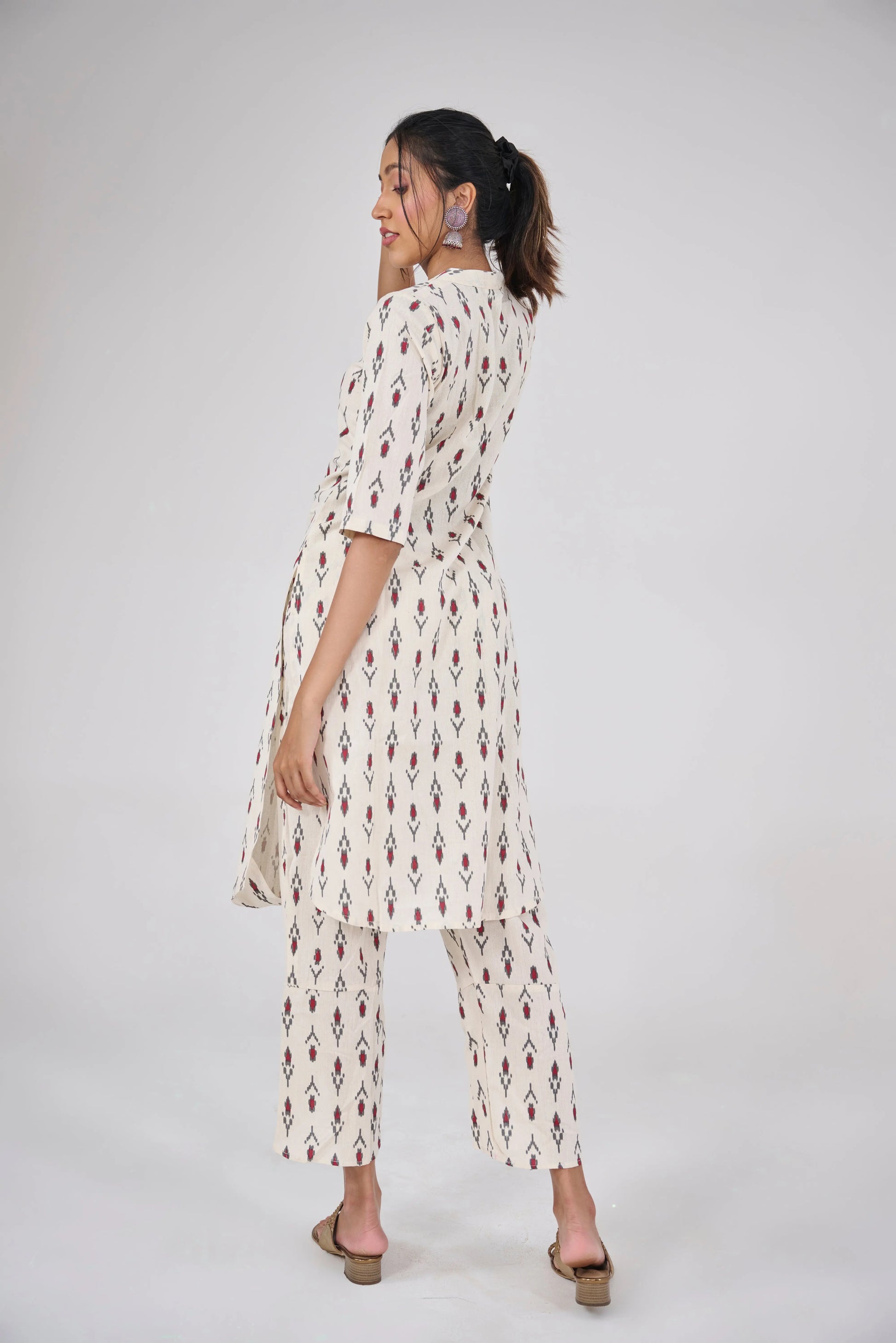 RED HANGMAN PRINT CO-ORD KURTA SET BESU INDIA