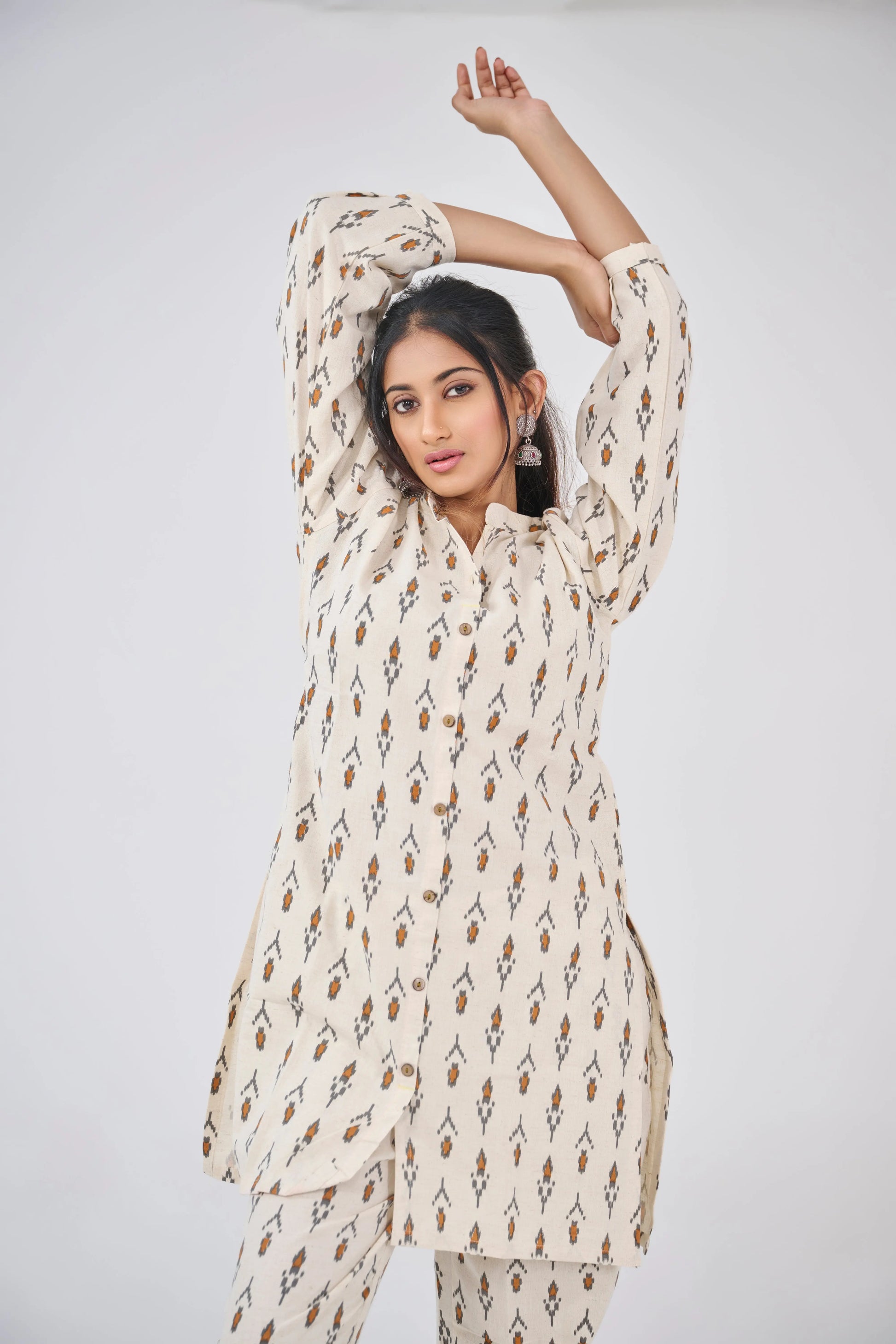 YELLOW HANGMAN PRINT CO-ORD KURTA SET BESU INDIA