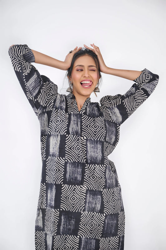 BLACK BLOCK CHECKS TOP BESU INDIA