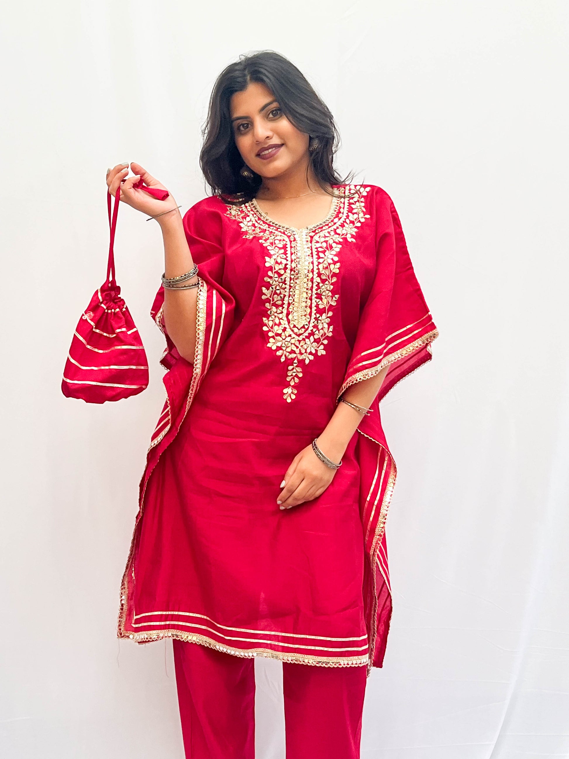 RED KHAFTAN WITH BAG BESU INDIA