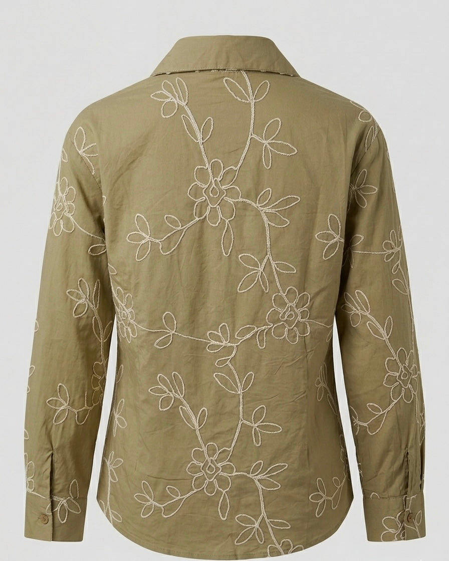SAGE GREEN SHIRT WITH THREAD VINE EMBROIDERY BESU INDIA