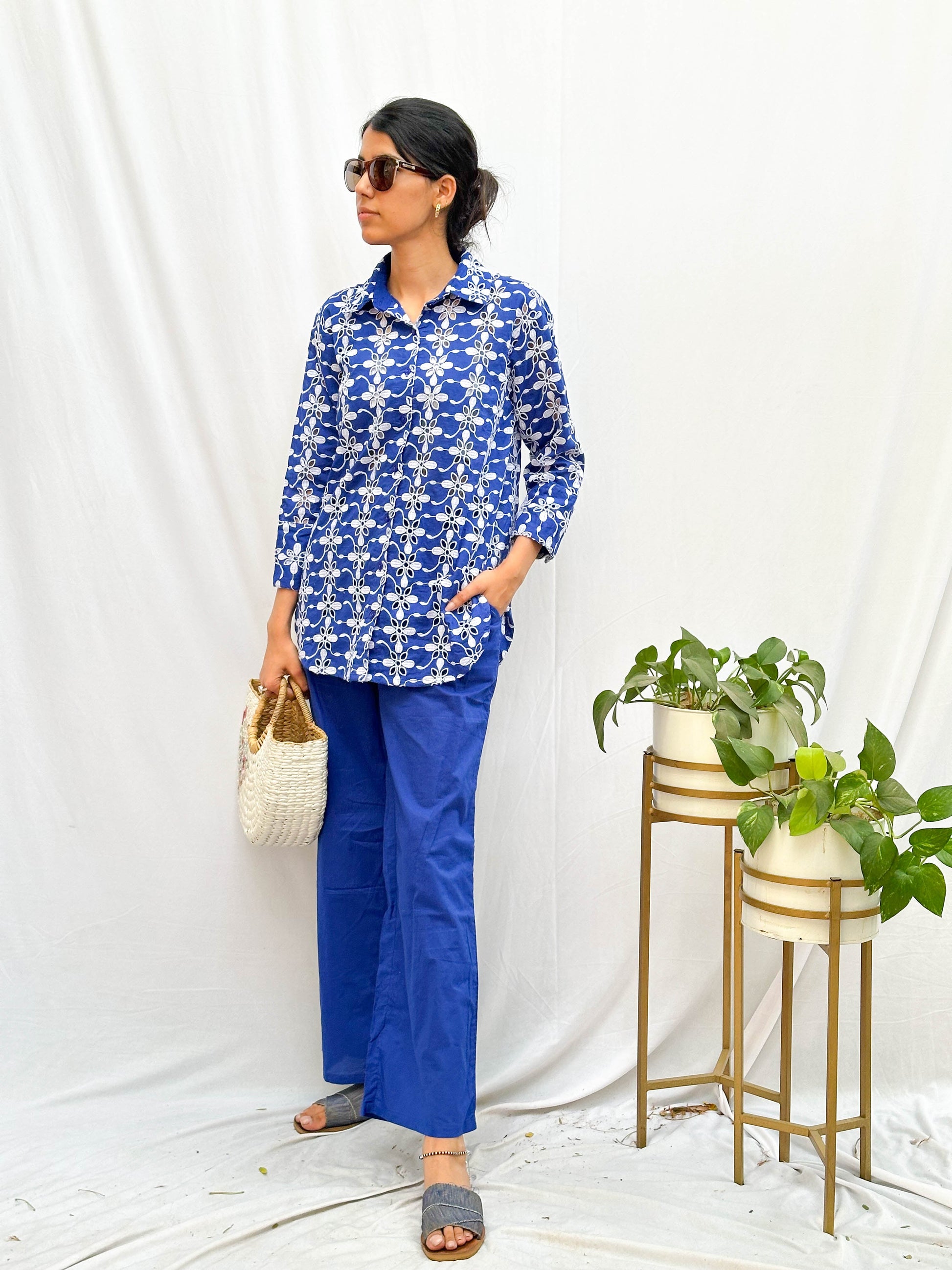 Soft Cutwork Embroidered Cotton Co-Ord Set BESU INDIA