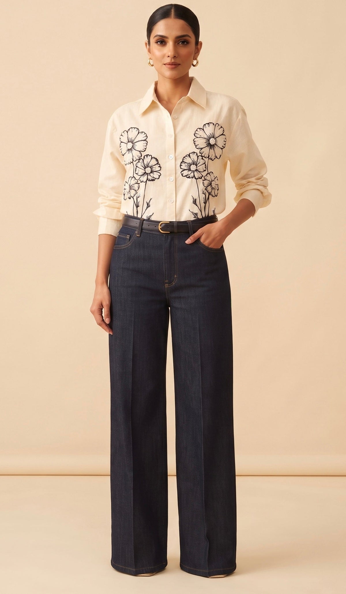 THE IVORY BLOSSOM EMBROIDERED SHIRT BESU INDIA