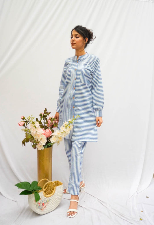 FAMOUS BLUE STRIPED COTTON CO-ORDS BESU INDIA