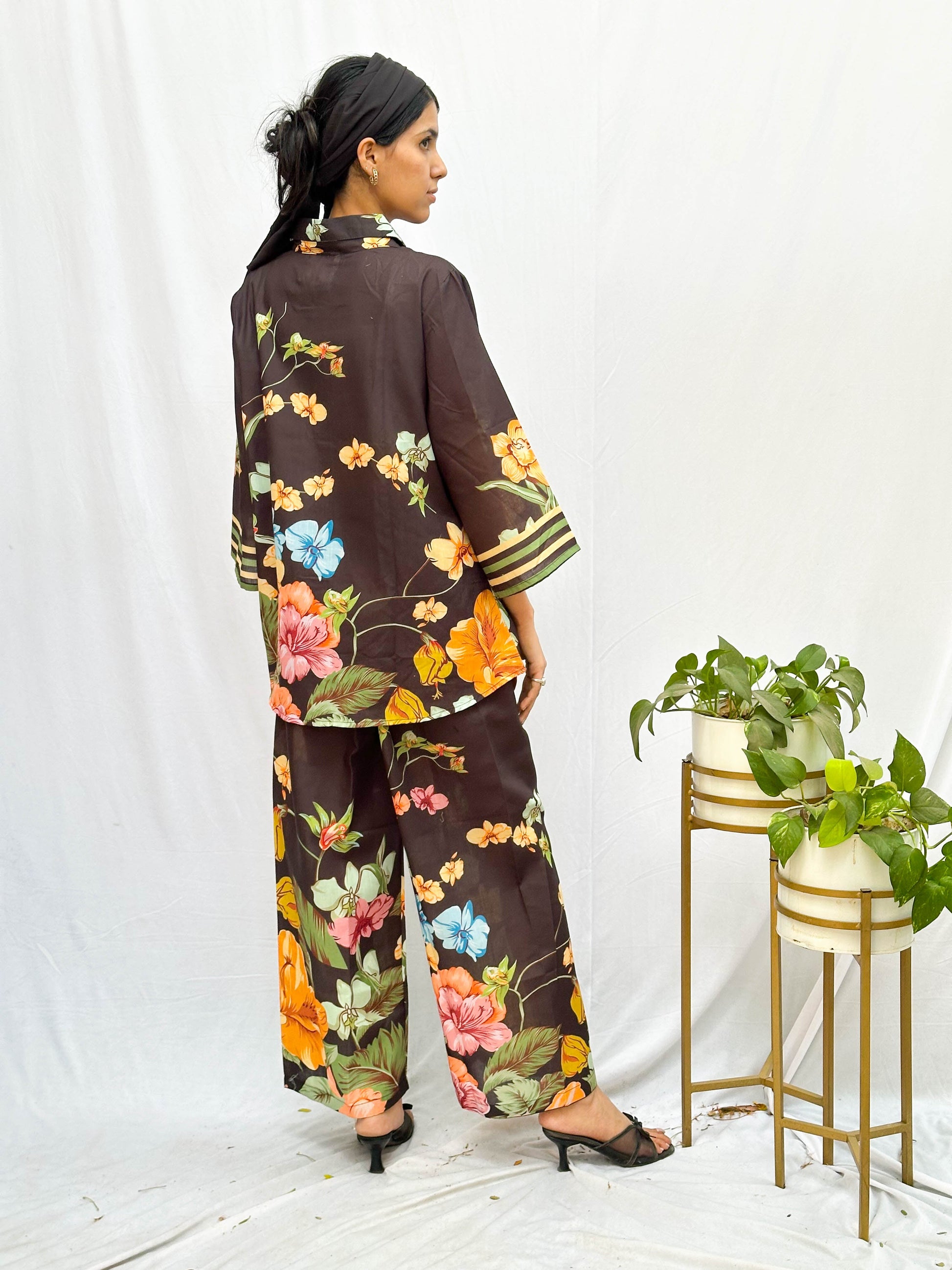 BLACK TROPICAL PRINT COTTON CO-ORD SET BESU INDIA
