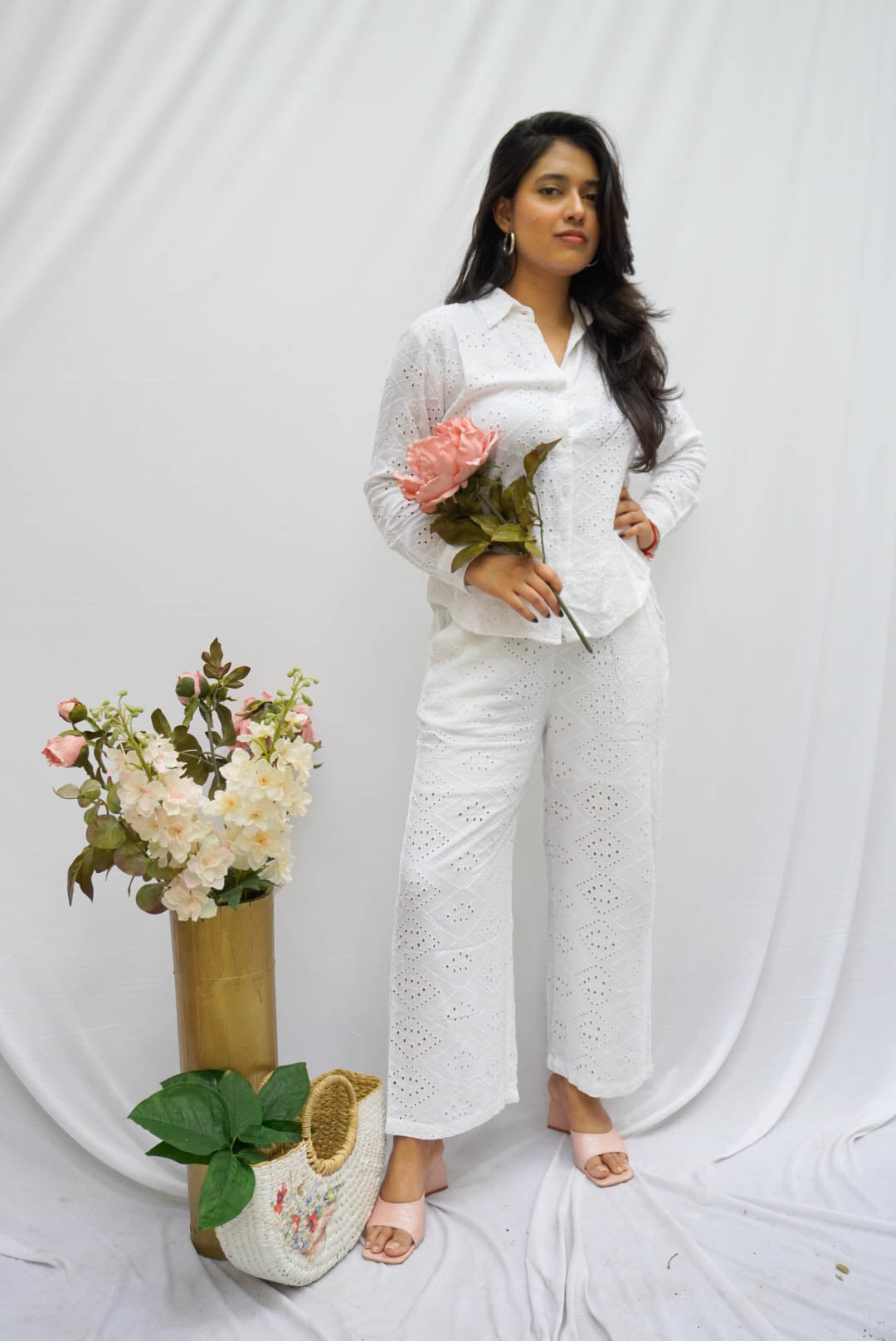 SOFT WHITE HAKOBA CO-ORDS BESU INDIA