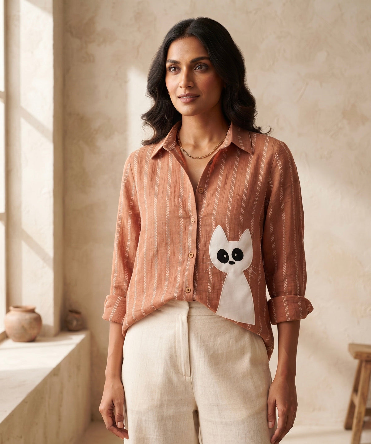 THE CURIOUS CAT TEXTURED SHIRT BESU INDIA
