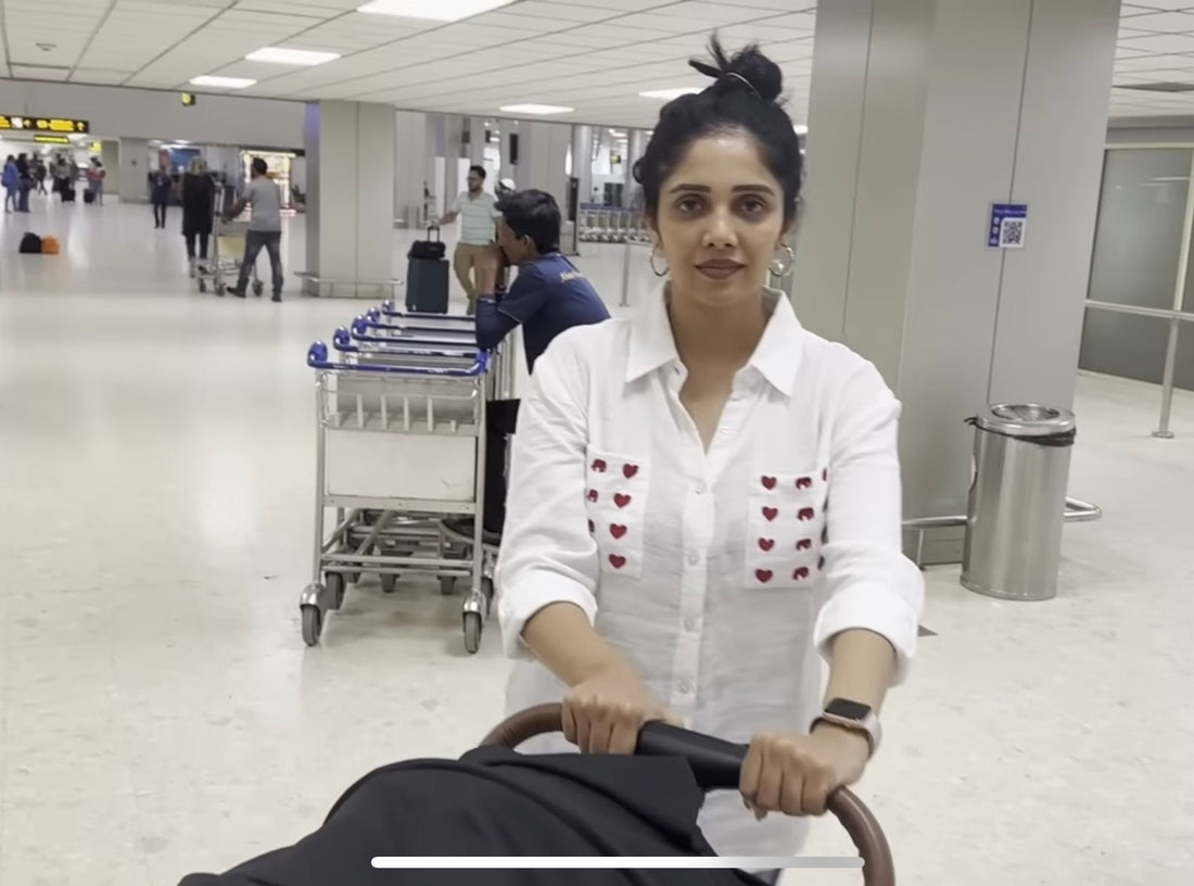 ACTOR MILANA NAGRAJ IN OUR HEART PRINT POCKET - SOFT COTTON SHIRT BESU INDIA