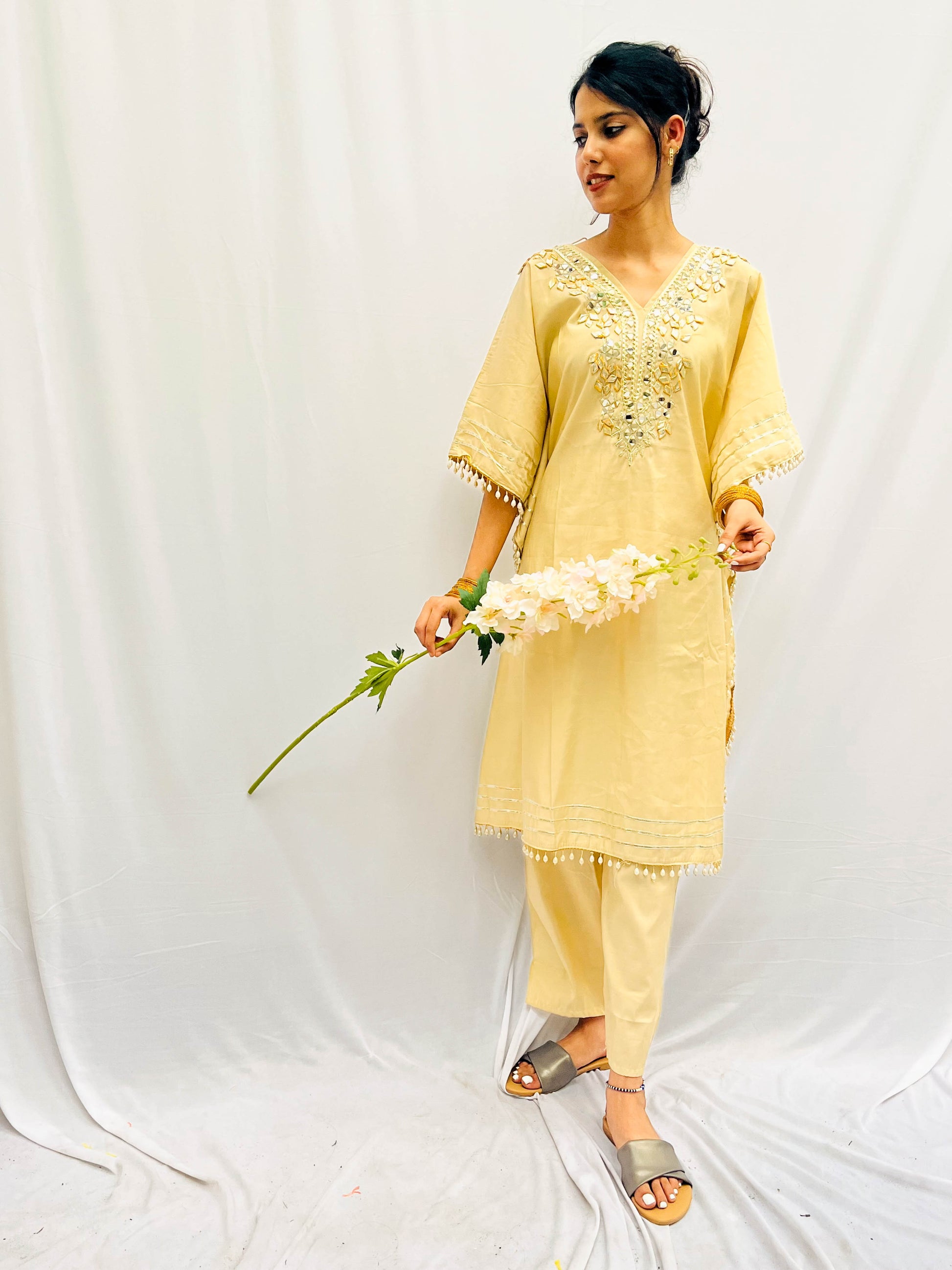 CREAM KHAFTAN WITH PANTS BESU INDIA