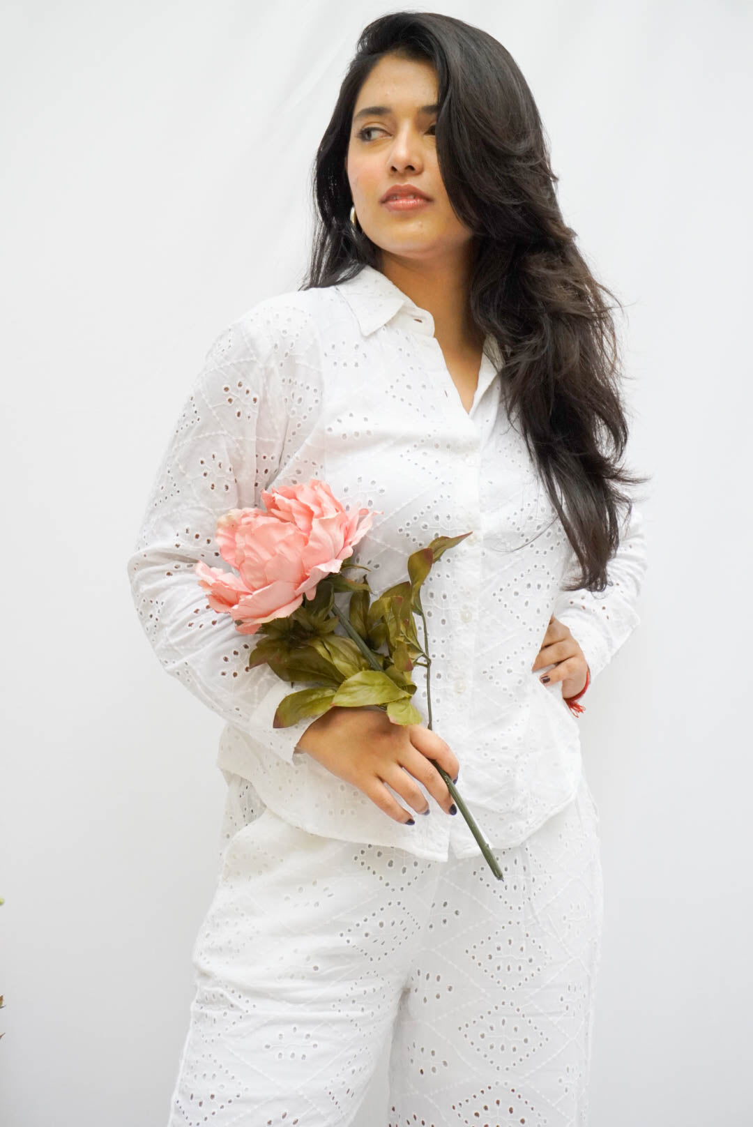 SOFT WHITE HAKOBA CO-ORDS BESU INDIA