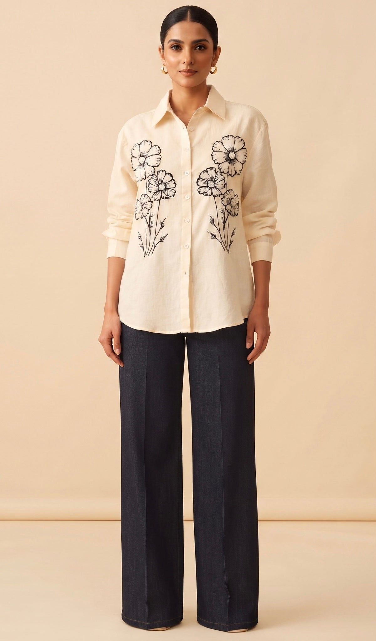 THE IVORY BLOSSOM EMBROIDERED SHIRT BESU INDIA