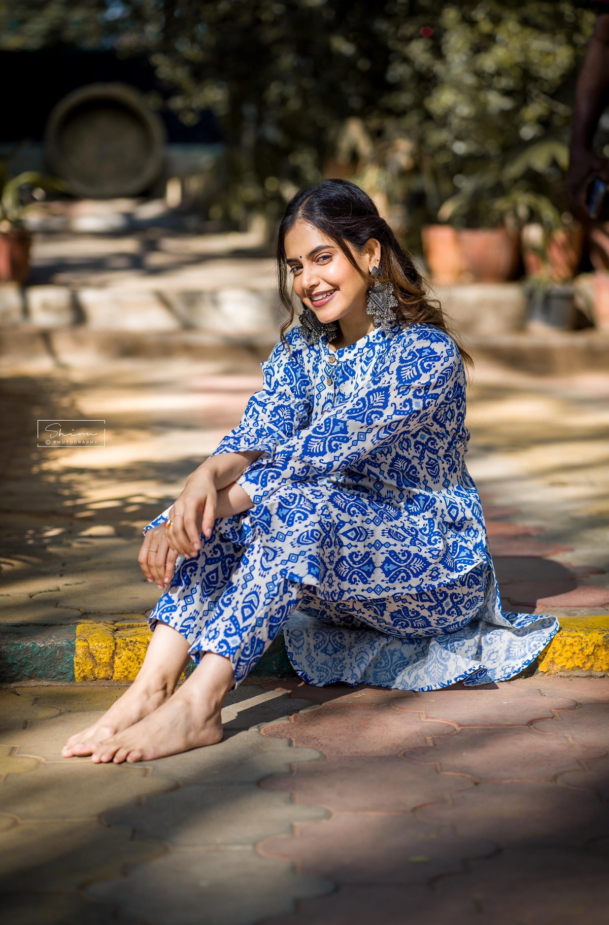 SHRUTI PRAKASH IN OUR BALINESE PRINT COTTON SET BESU INDIA