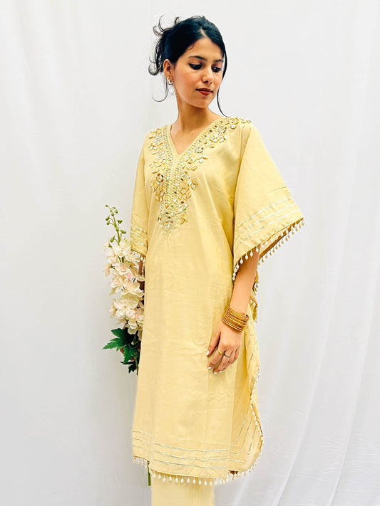 CREAM KHAFTAN WITH PANTS BESU INDIA