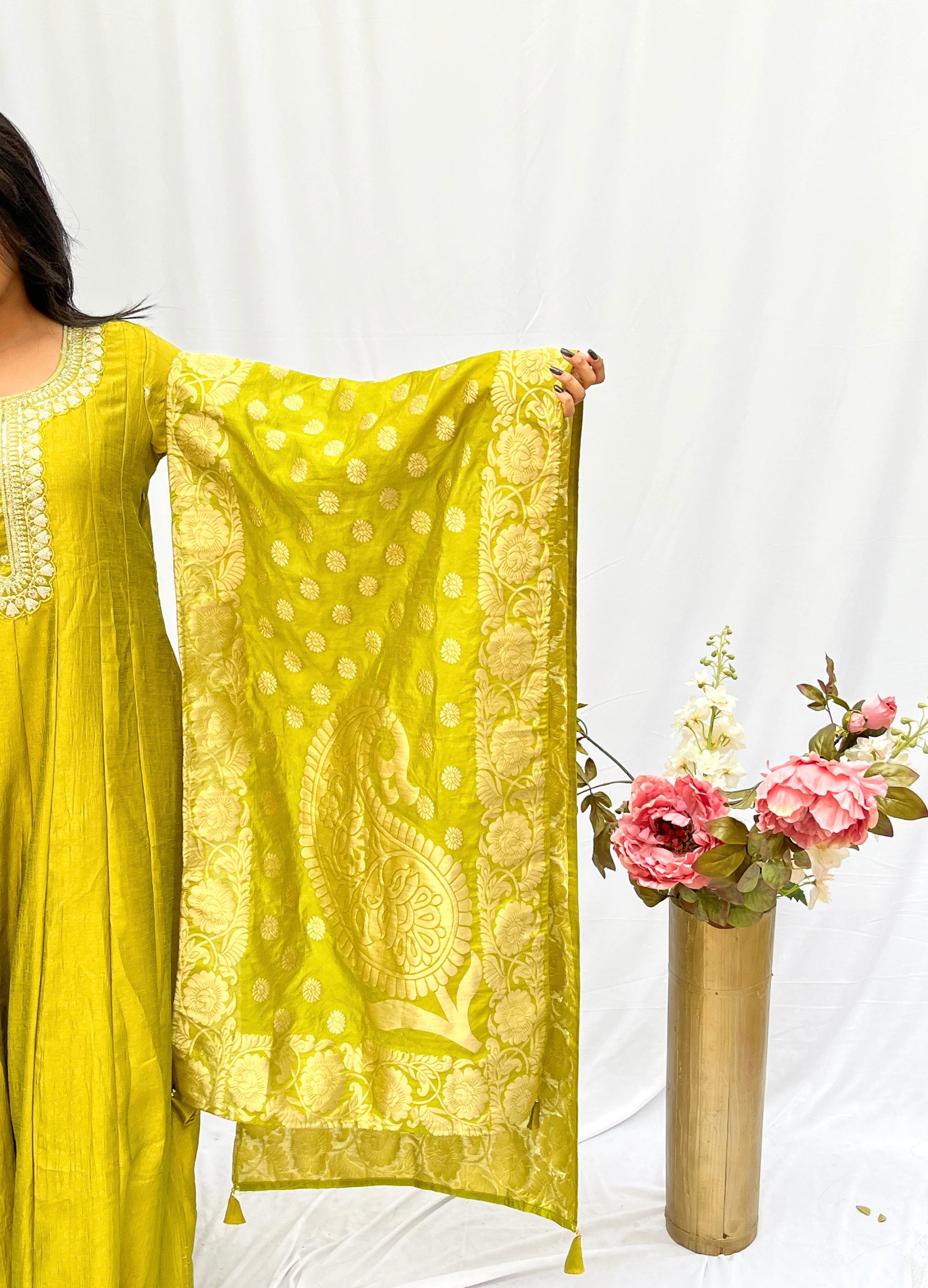 BROCADE EMBROIDERED DRESS AND DUPUTTA (no pants) BESU INDIA