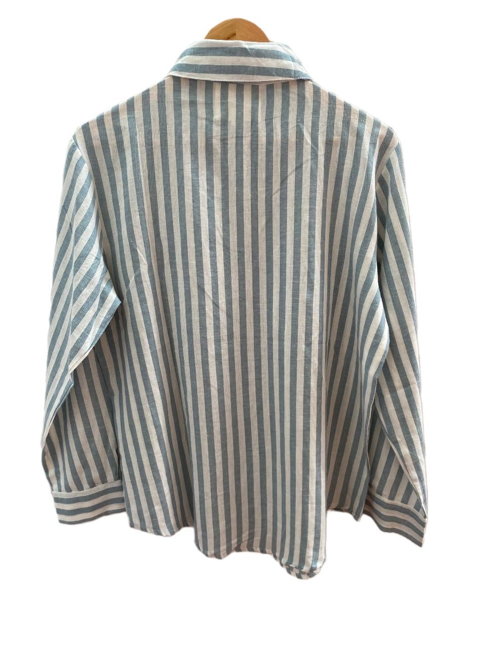 LIGHT BLUE STRIPED SHIRT WITH EMBROIDERED PATCH WORK BESU INDIA