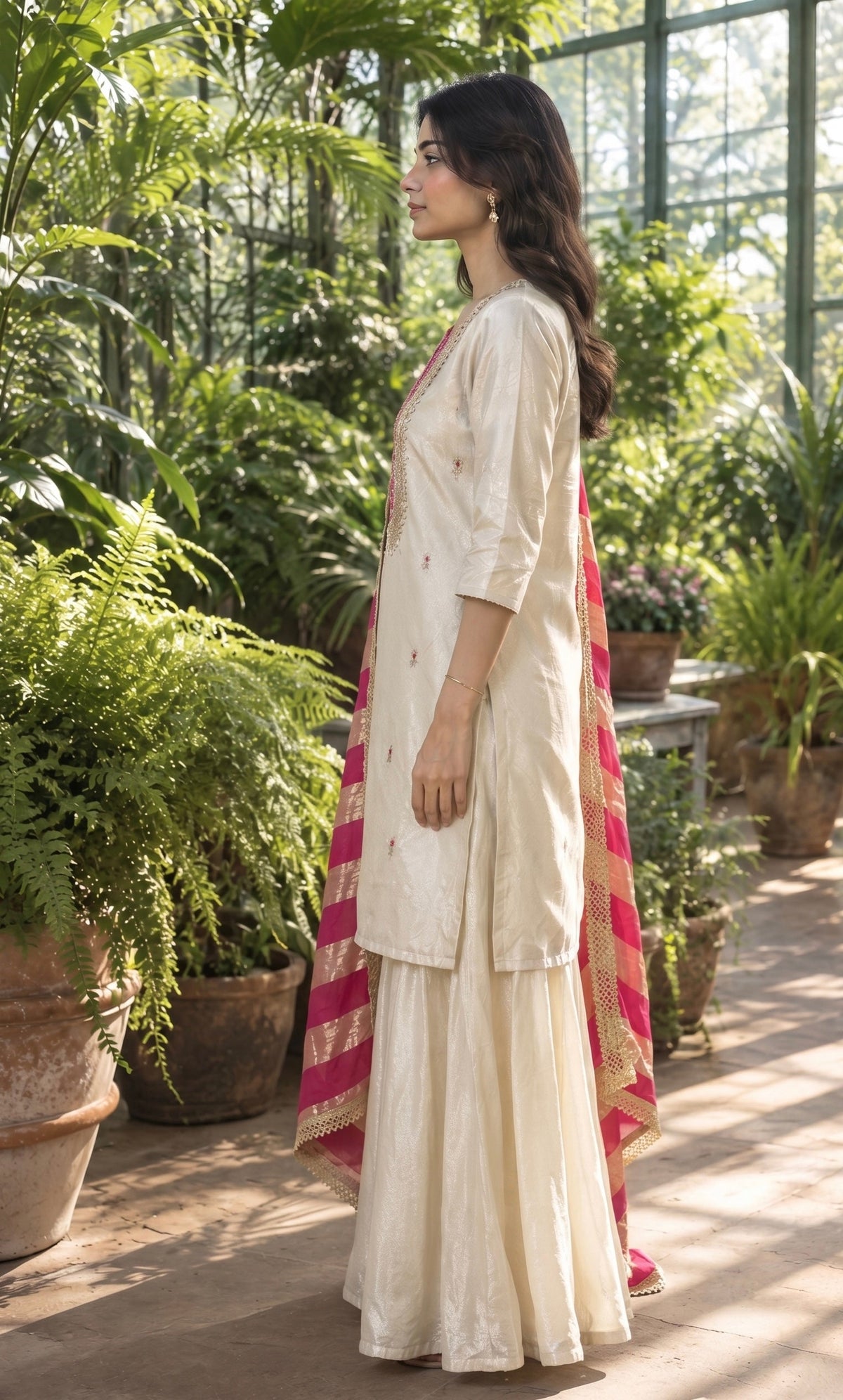 OFF-WHITE SILK BLEND KURTA SET BESU INDIA