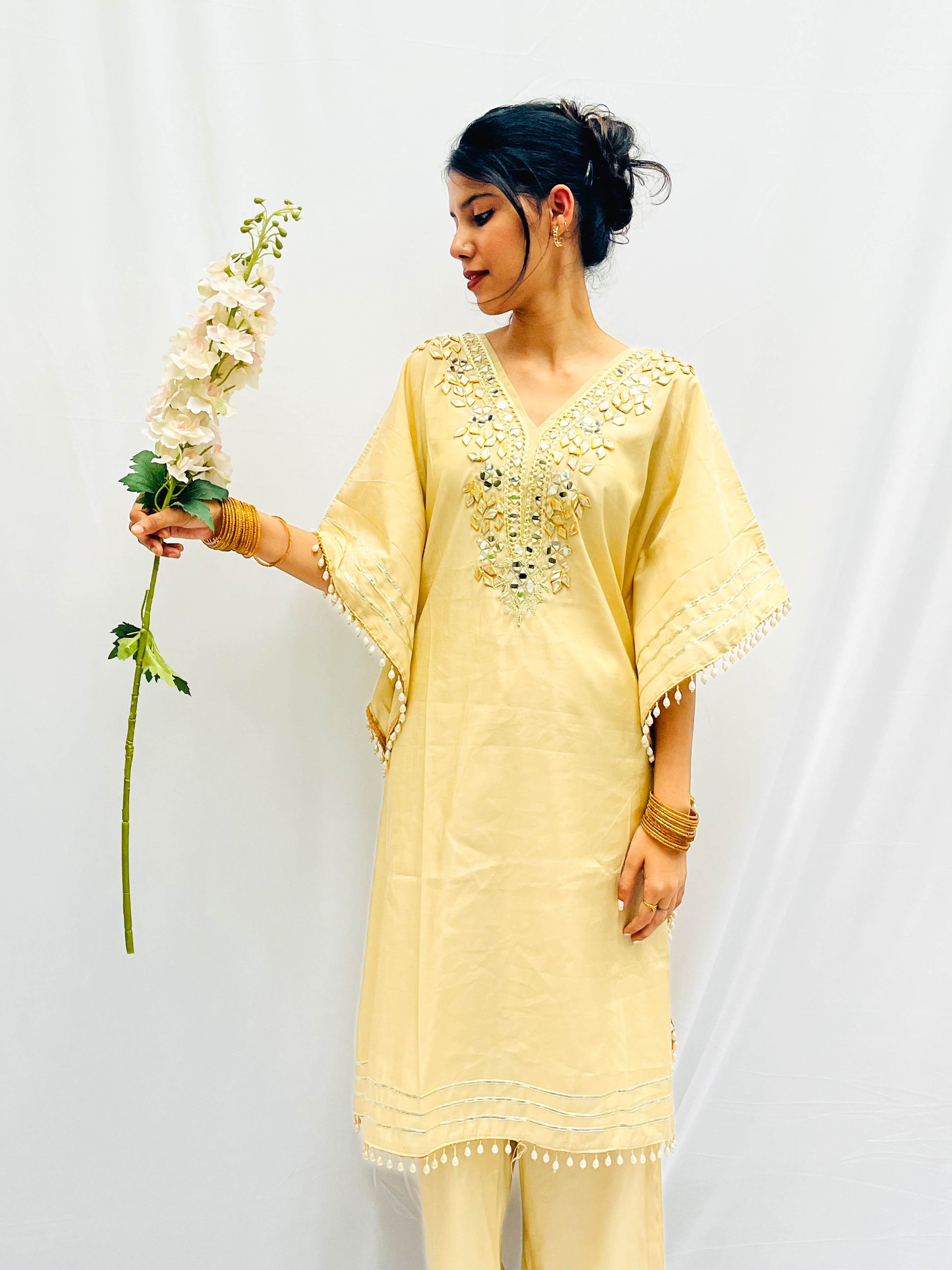 CREAM KHAFTAN WITH PANTS BESU INDIA
