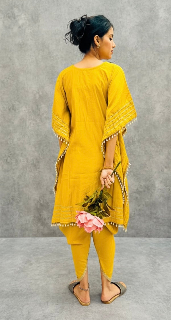 MUSTARD KHAFTAN WITH DOTHI PANTS BESU INDIA