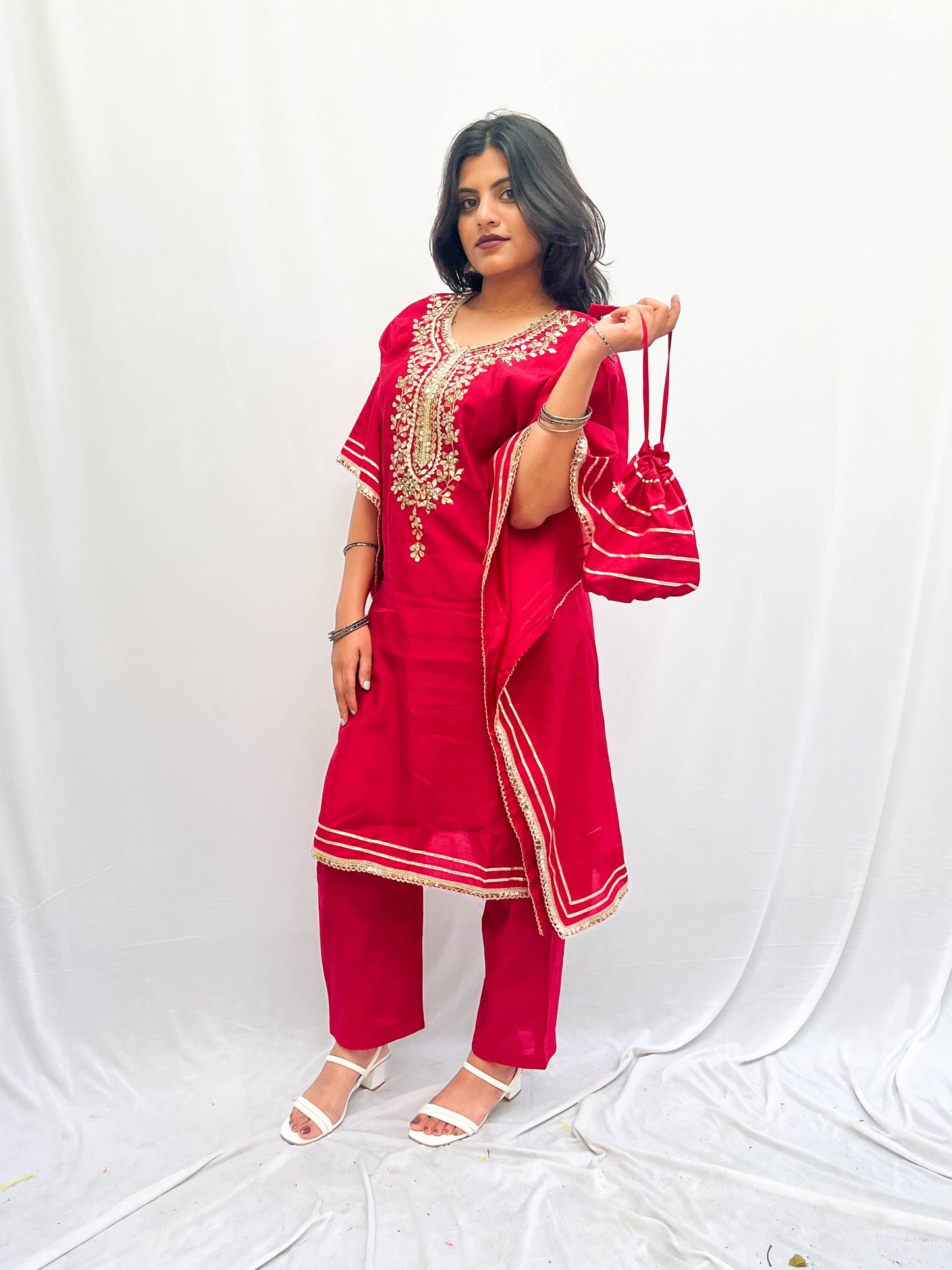 RED KHAFTAN WITH BAG BESU INDIA