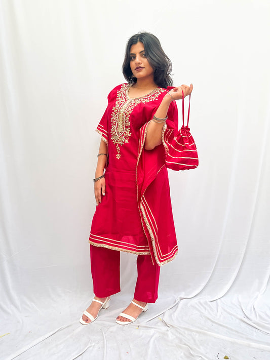 RED KHAFTAN WITH BAG BESU INDIA