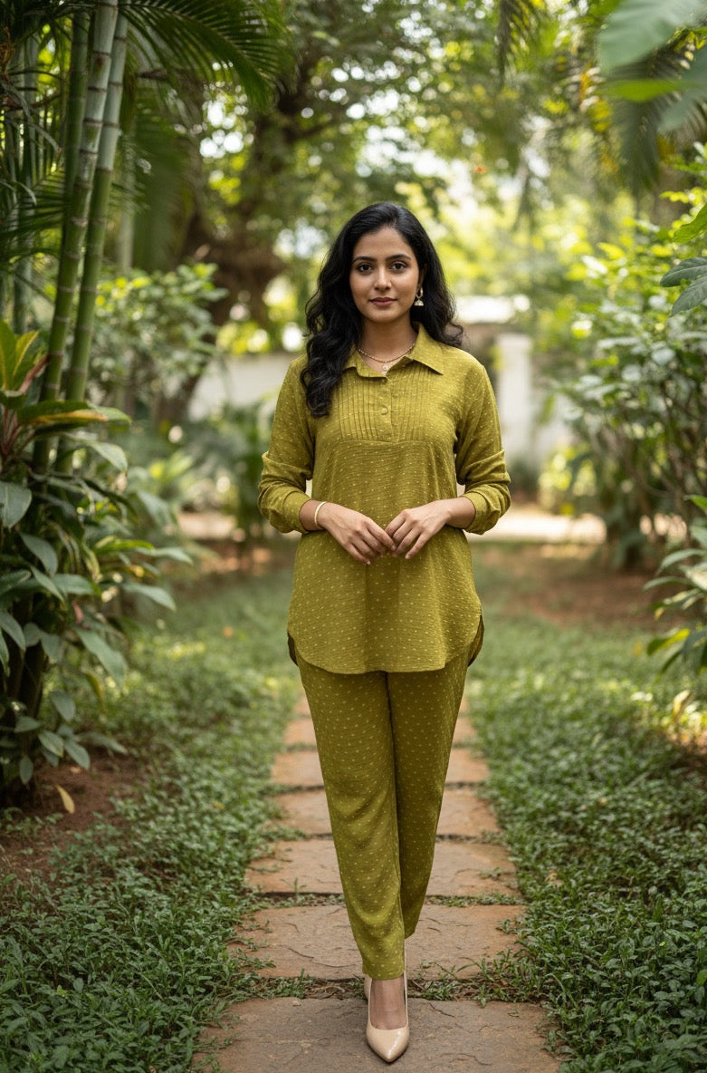 OLIVE MUSTARD CO-ORD SET BESU INDIA