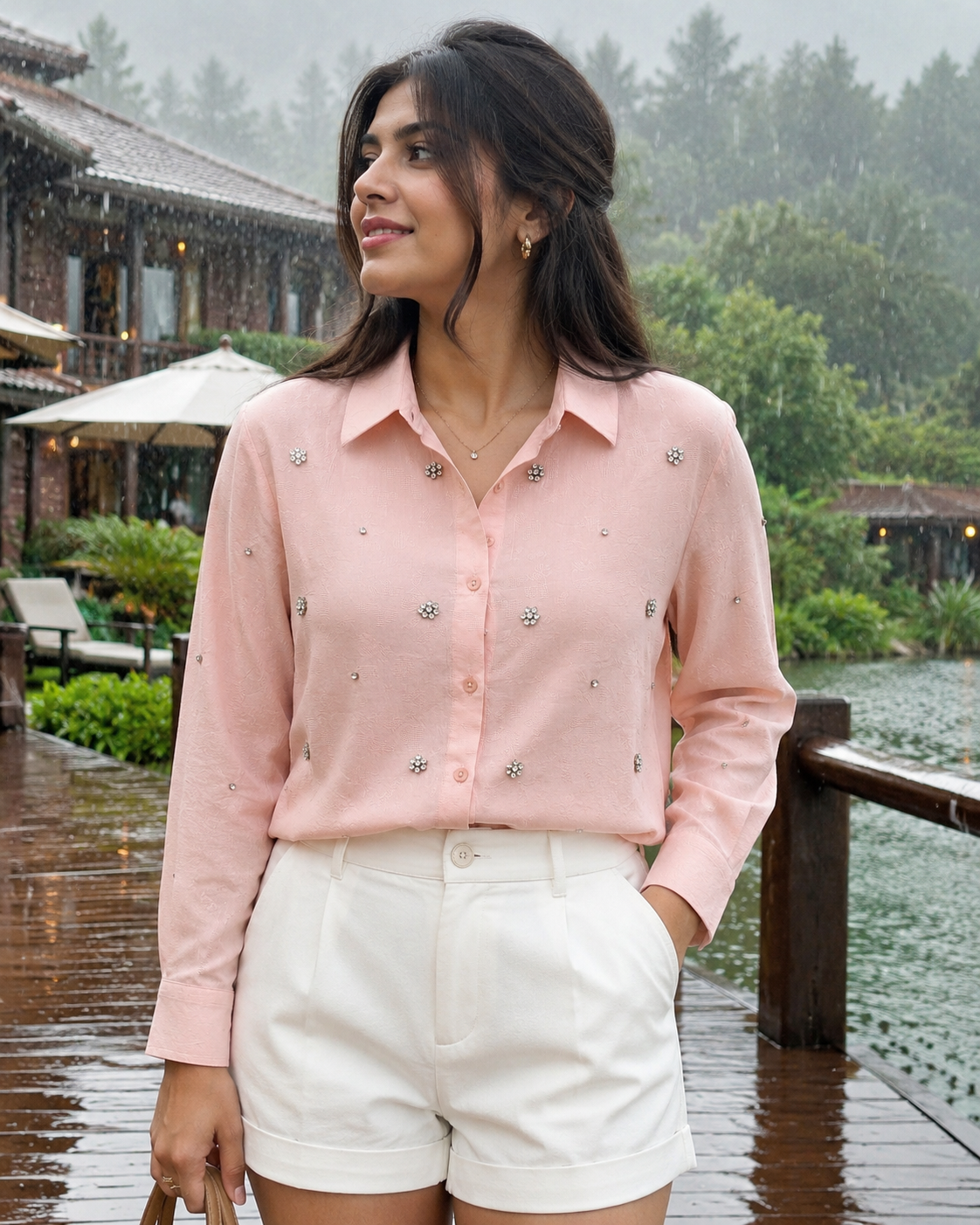 SPARKLING BLOSSOM PINK SHIRT BESU INDIA