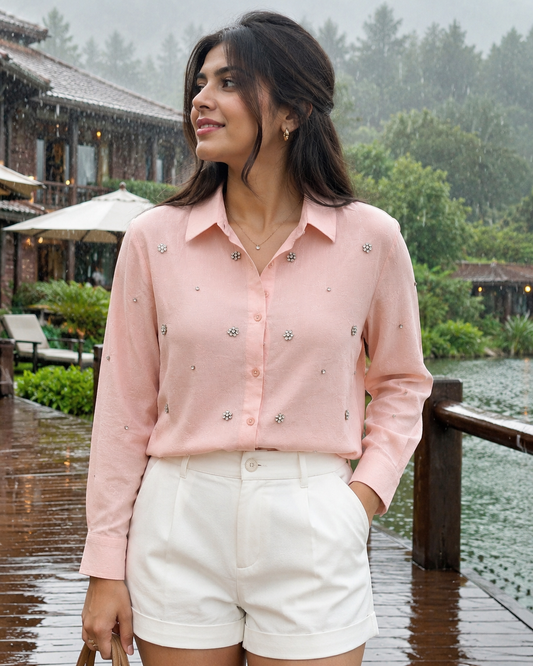 SPARKLING BLOSSOM PINK SHIRT BESU INDIA