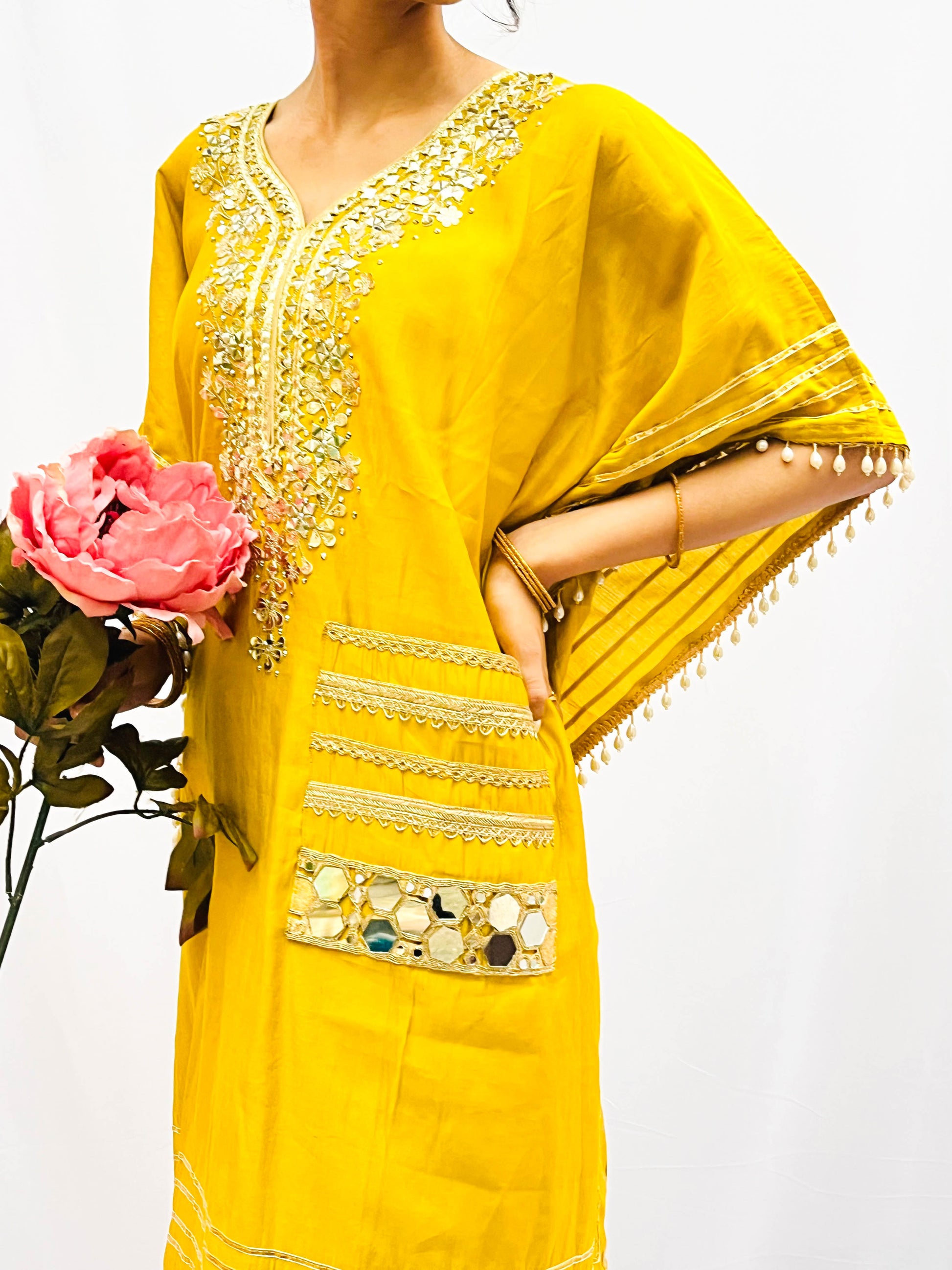 MUSTARD KHAFTAN WITH DOTHI PANTS BESU INDIA
