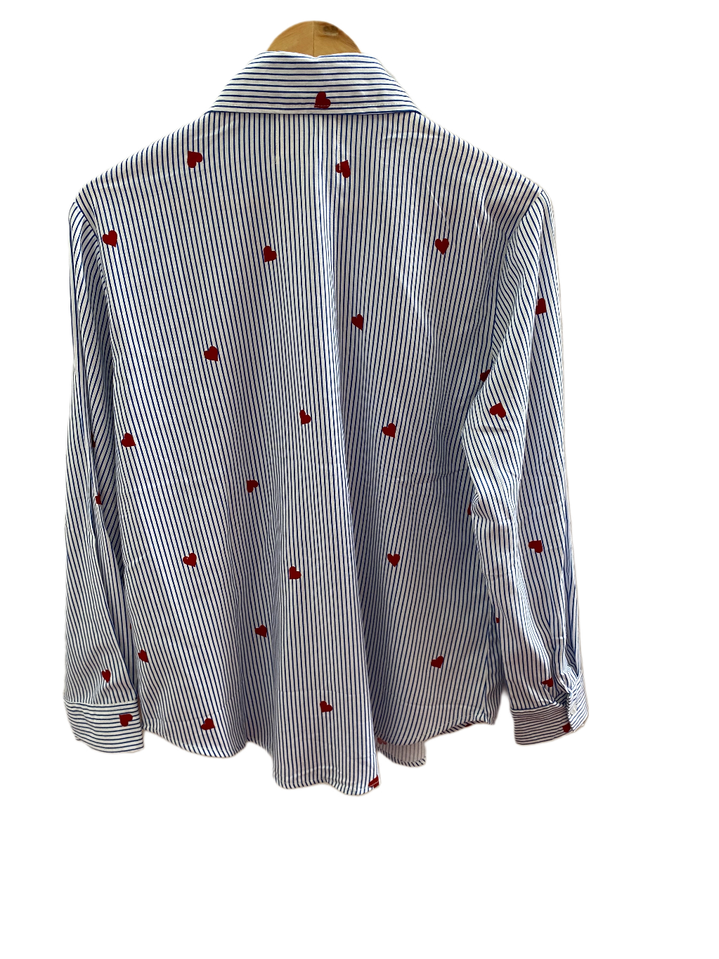BLUE STRIPED COTTON SHIRT WITH HEART PRINTS BESU INDIA