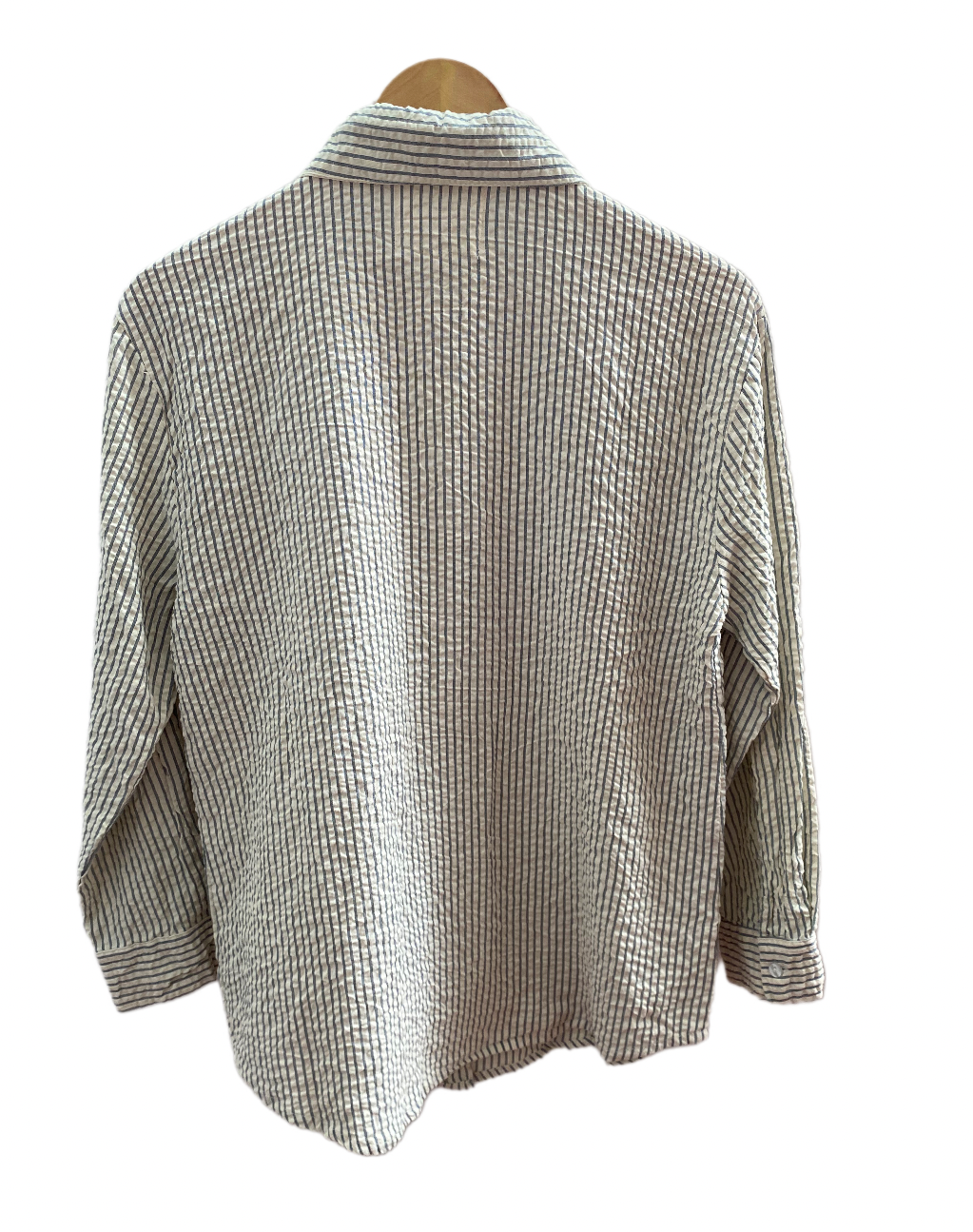 GREY AND WHITE STRIPES TEXTURED COTTON SHIRT WITH EMBELLISHMENTS BESU INDIA