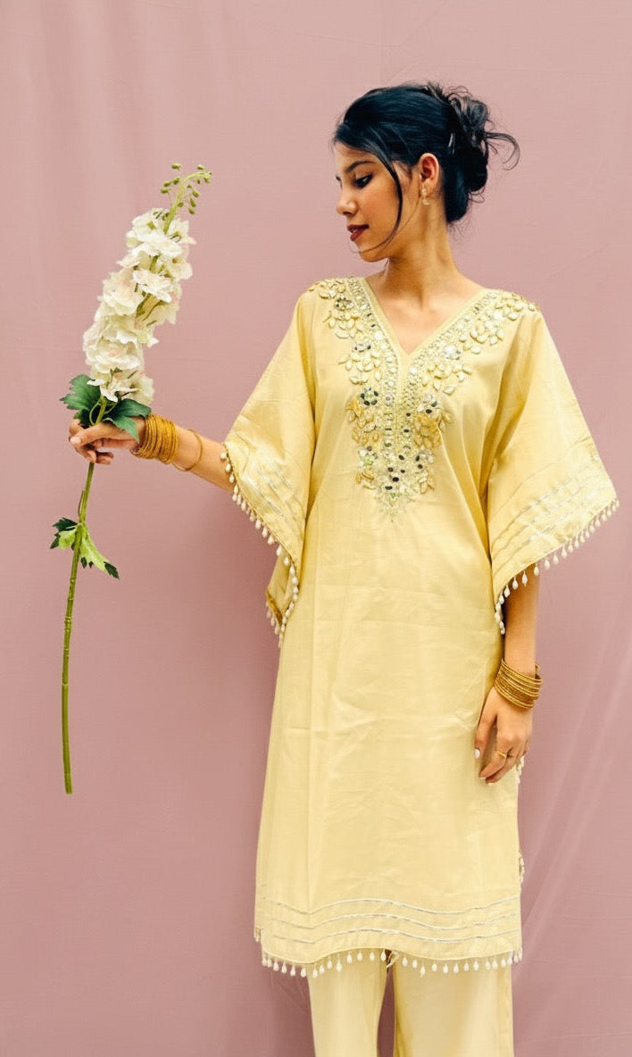 CREAM KHAFTAN WITH PANTS BESU INDIA