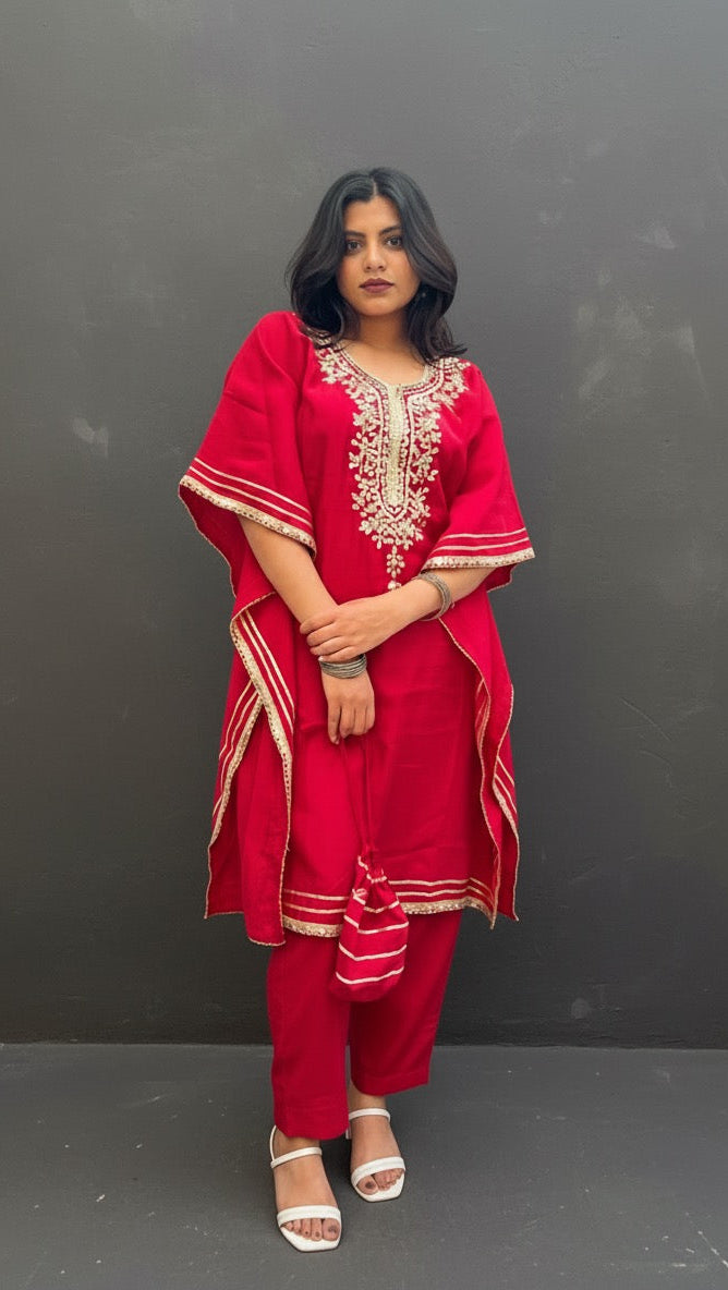 RED KHAFTAN WITH BAG BESU INDIA