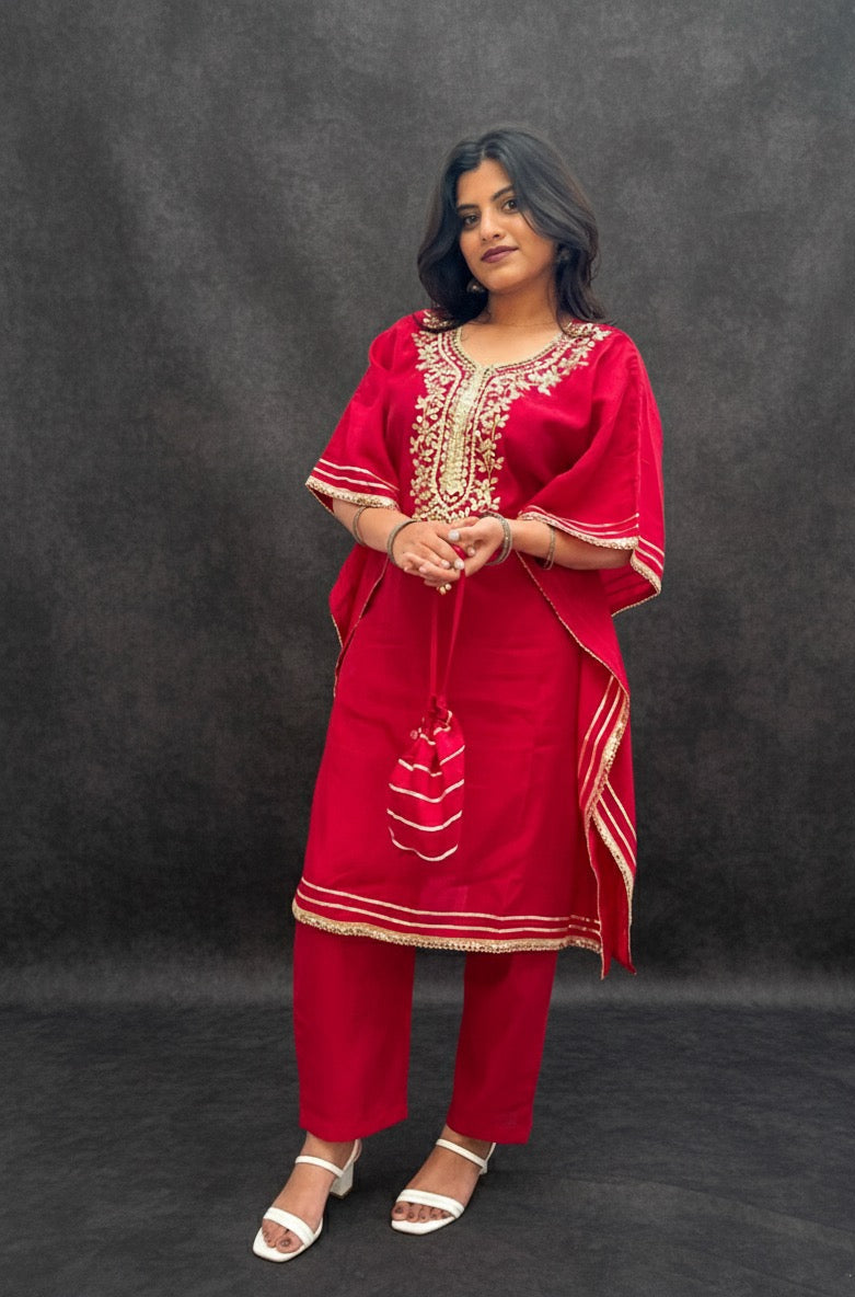 RED KHAFTAN WITH BAG BESU INDIA