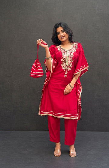 RED KHAFTAN WITH BAG BESU INDIA