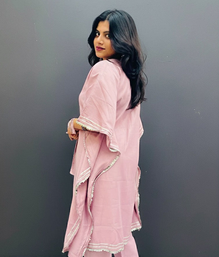 LAVENDER KHAFTAN SET WITH BAG BESU INDIA