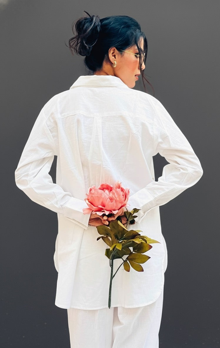 WHITE LINEN EMBELLISHED CLASSIC CO-ORD BESU INDIA