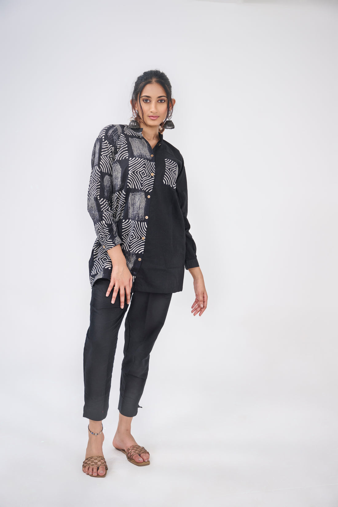 HALF CHECKS WITH CHECKS POCKET SHIRT KURTA BESU INDIA