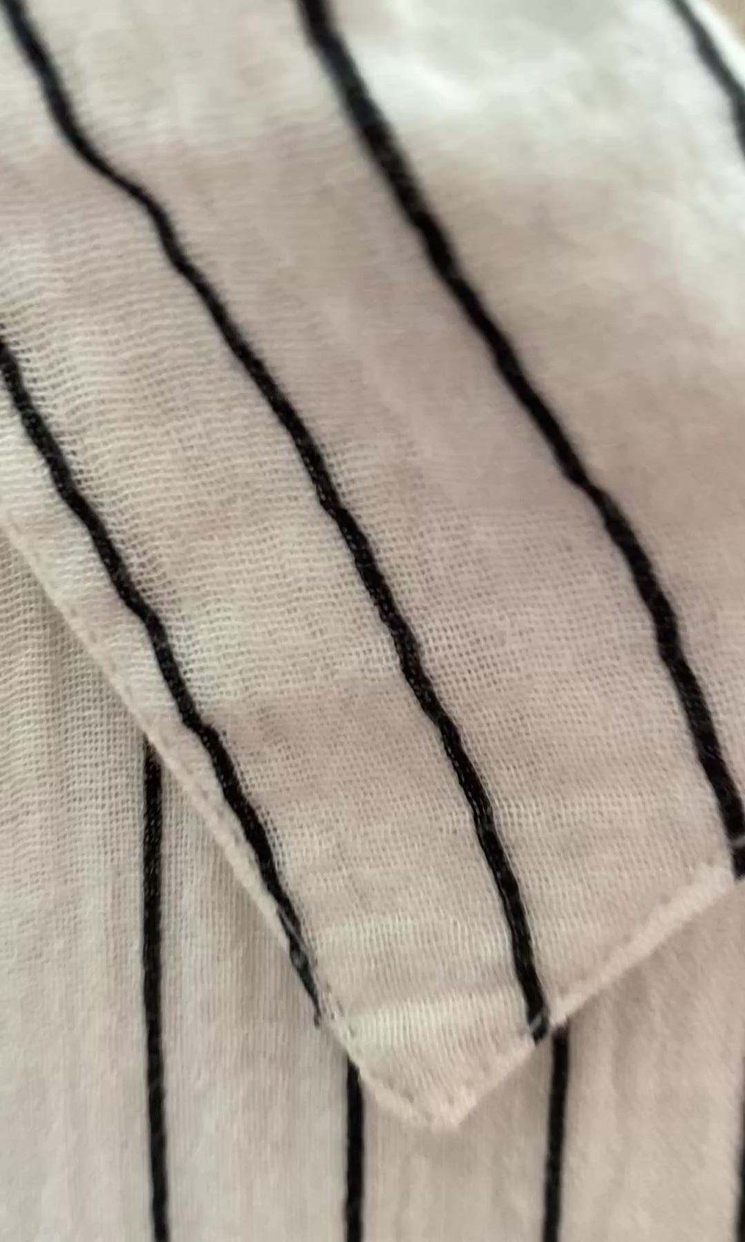 BLACK AND WHITE STRIPED COTTON SHIRT WITH PATCHWORK
