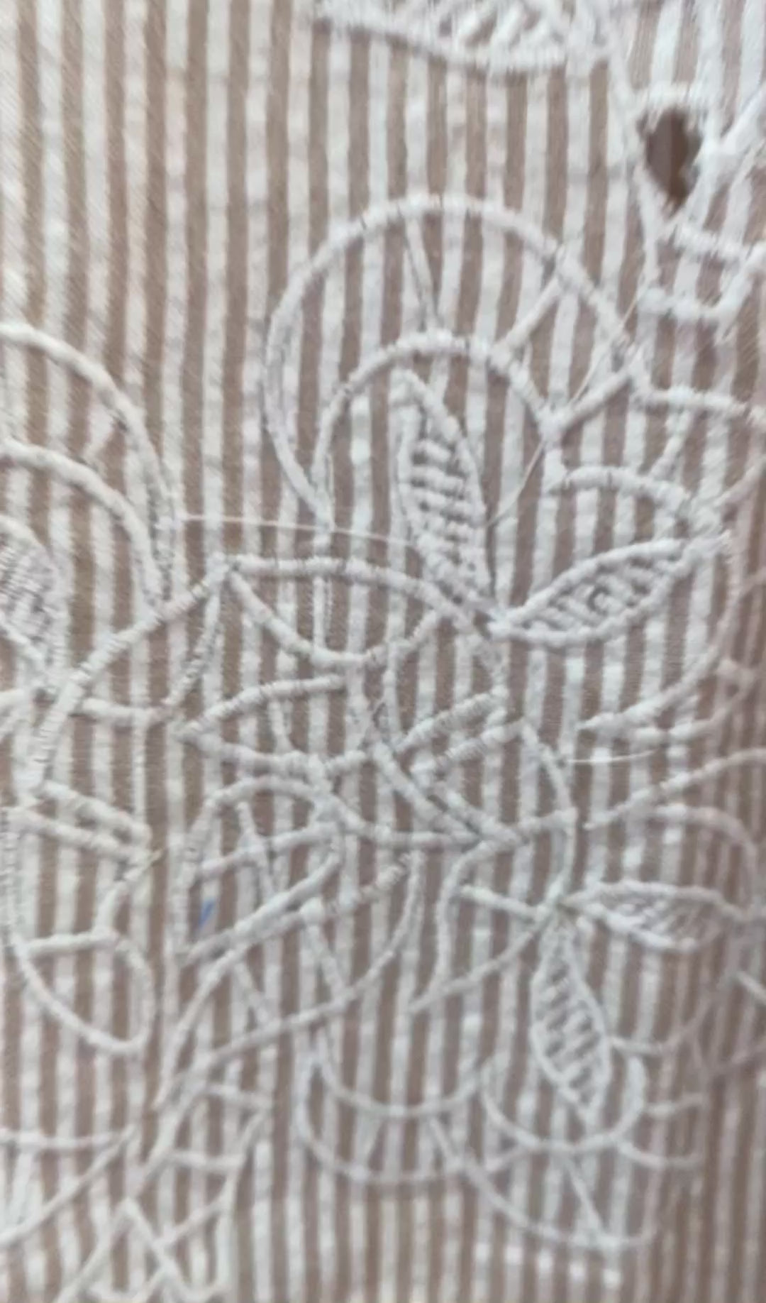 BEIGE STRIPED SHIRT WITH WHITE THREAD EMBROIDERY