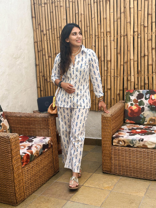 INDIGO HANGMAN CO-ORD SET BESU INDIA